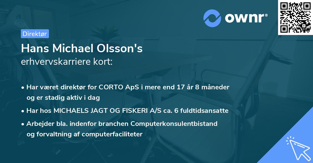 Hans Michael Olsson's erhvervskarriere kort