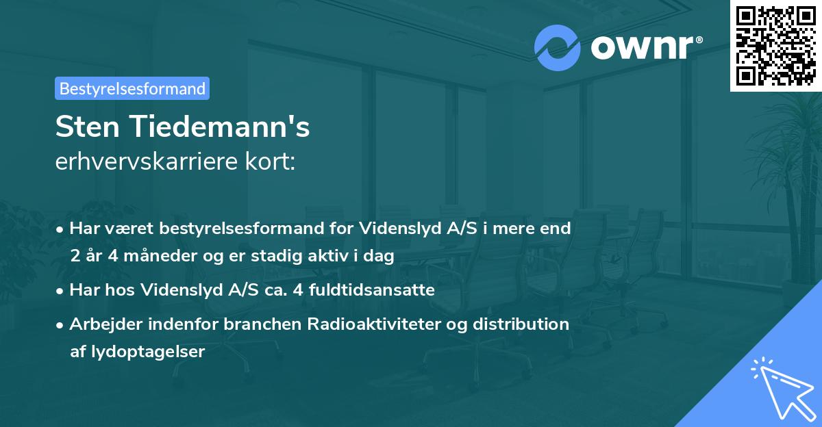 Sten Tiedemann's erhvervskarriere kort