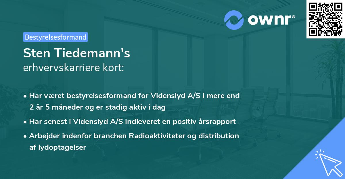 Sten Tiedemann's erhvervskarriere kort