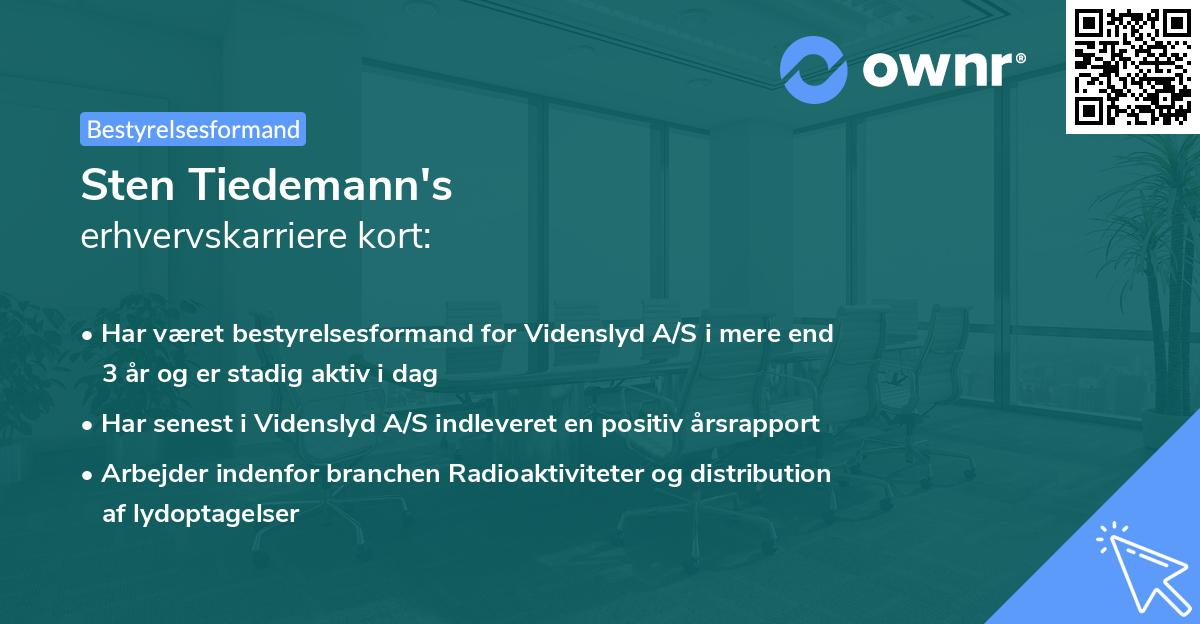 Sten Tiedemann's erhvervskarriere kort