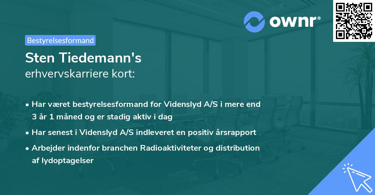 Sten Tiedemann's erhvervskarriere kort