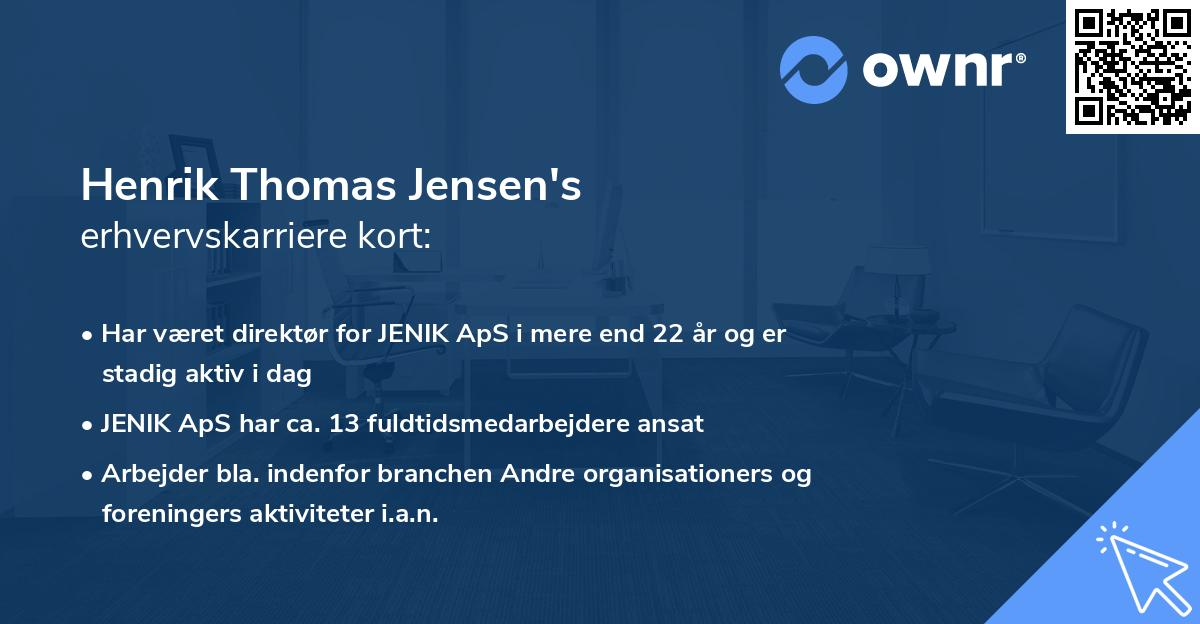 Henrik Thomas Jensen's erhvervskarriere kort