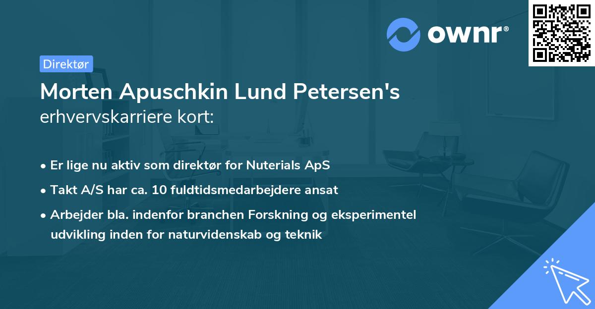 Morten Apuschkin Lund Petersen's erhvervskarriere kort