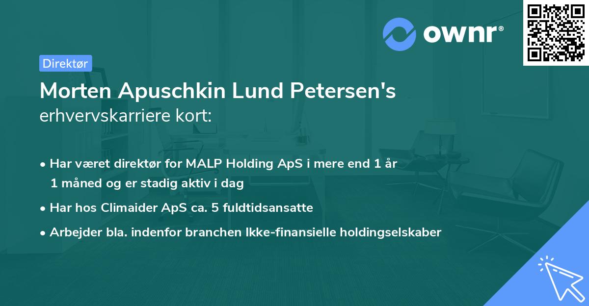 Morten Apuschkin Lund Petersen's erhvervskarriere kort