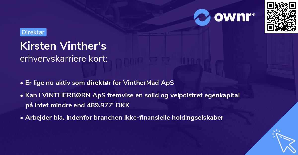 Kirsten Vinther's erhvervskarriere kort