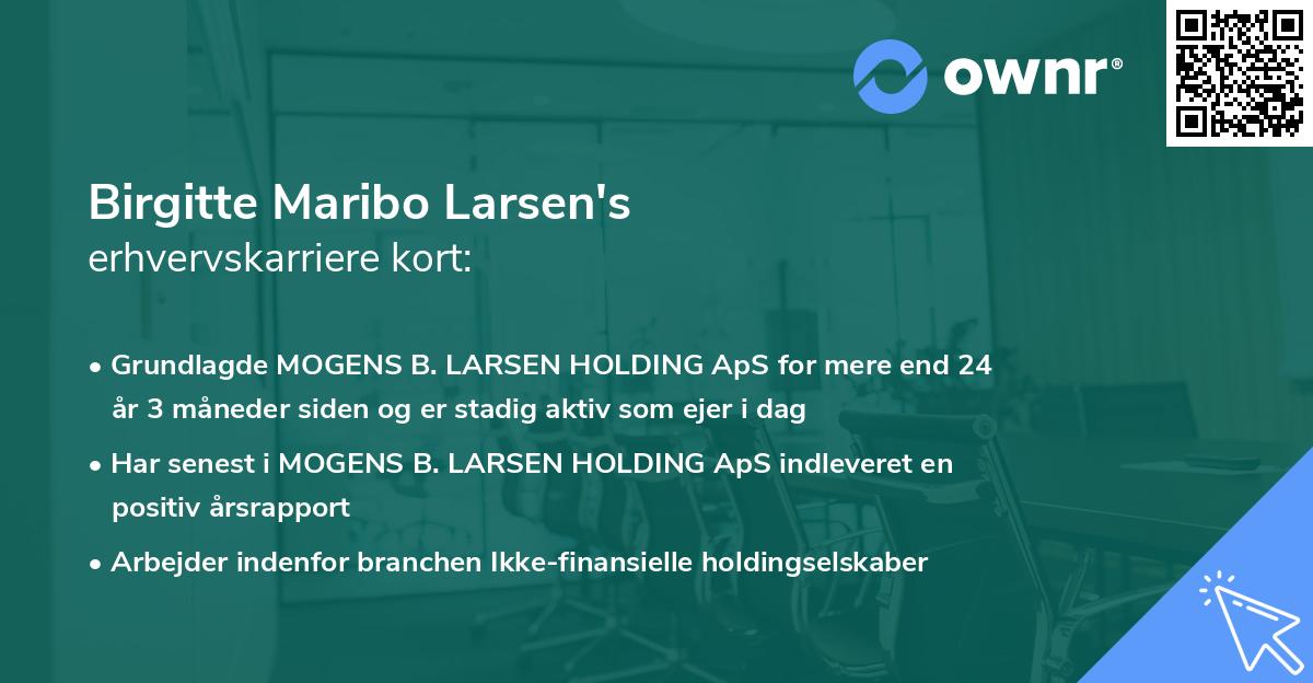 Birgitte Maribo Larsen's erhvervskarriere kort