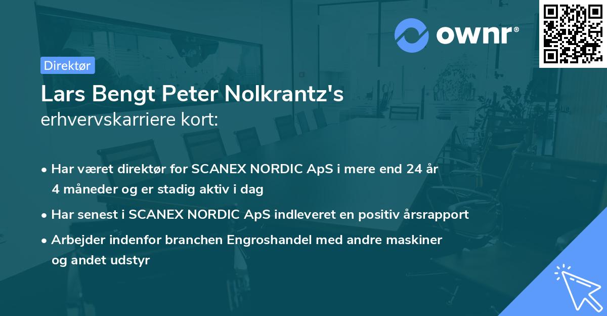 Lars Bengt Peter Nolkrantz's erhvervskarriere kort