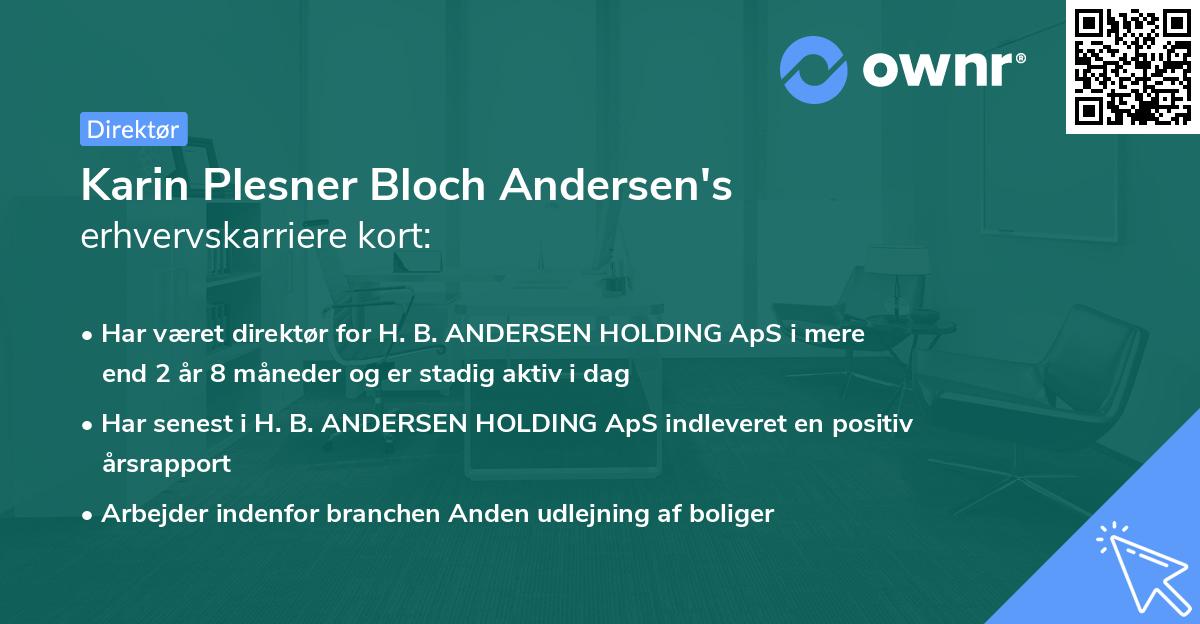 Karin Plesner Bloch Andersen's erhvervskarriere kort
