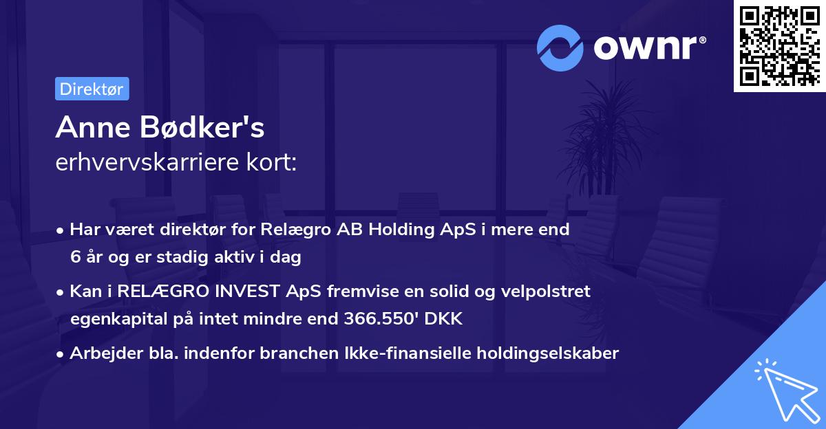 Anne Bødker's erhvervskarriere kort