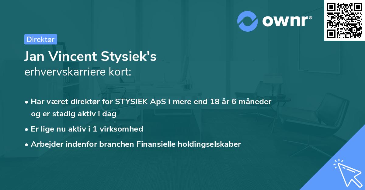 Jan Vincent Stysiek's erhvervskarriere kort