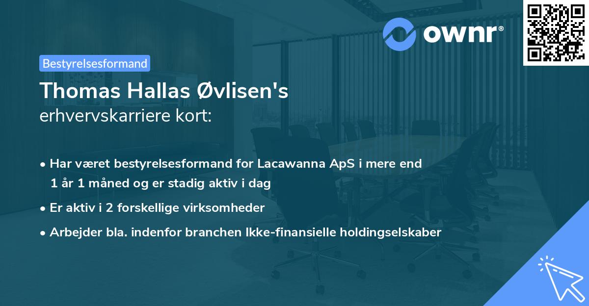 Thomas Hallas Øvlisen's erhvervskarriere kort