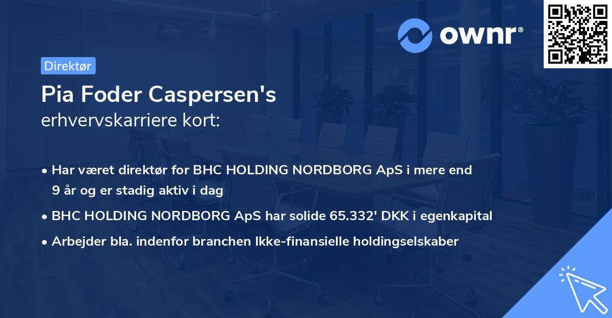 Pia Foder Caspersen's erhvervskarriere kort