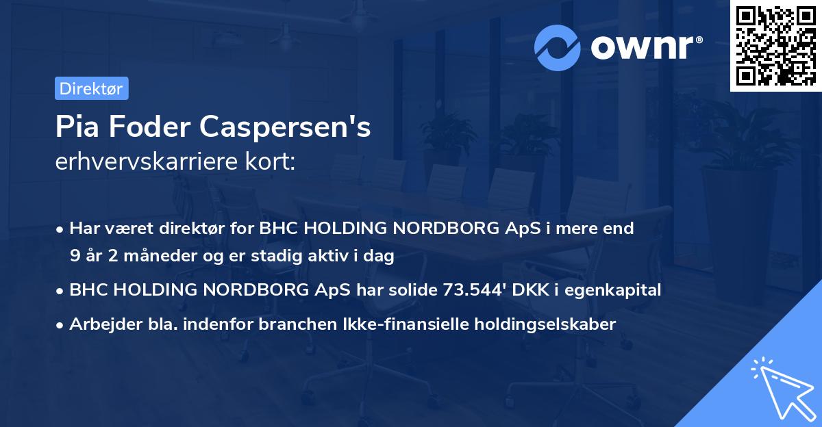 Pia Foder Caspersen's erhvervskarriere kort