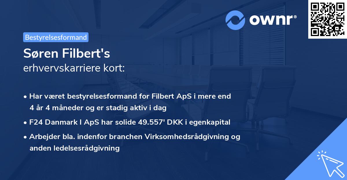 Søren Filbert's erhvervskarriere kort