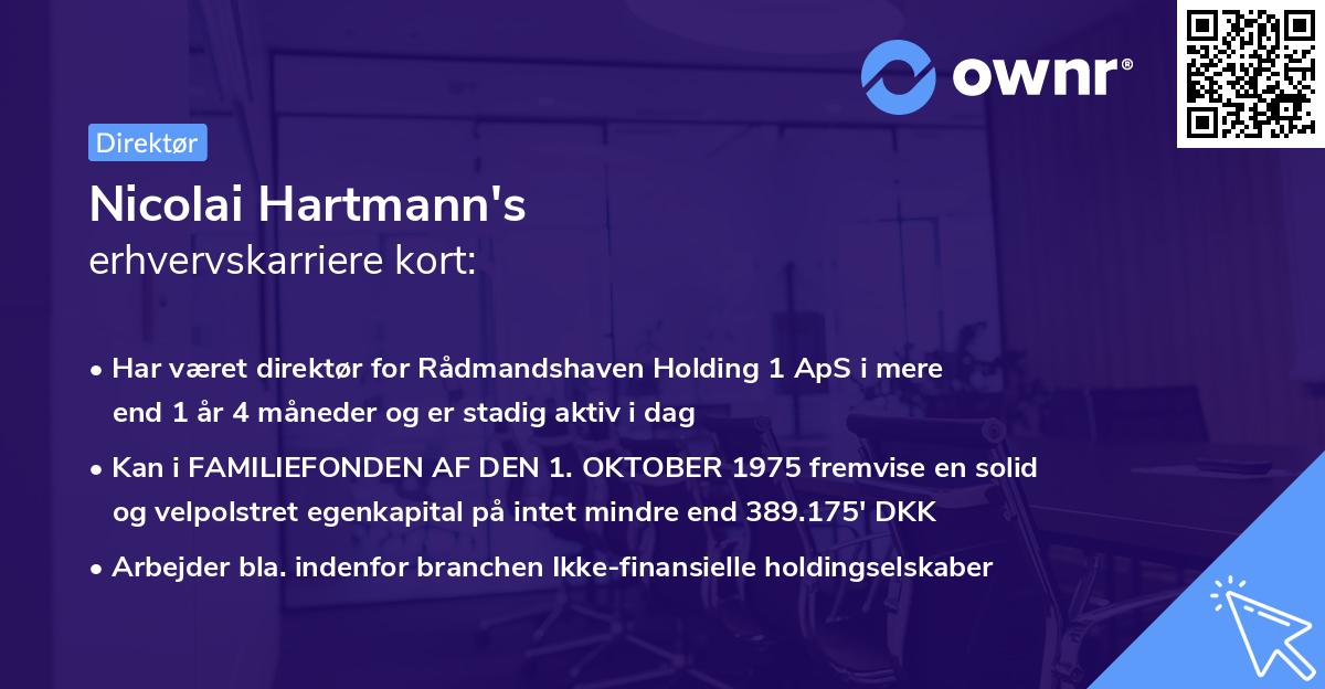 Nicolai Hartmann's erhvervskarriere kort