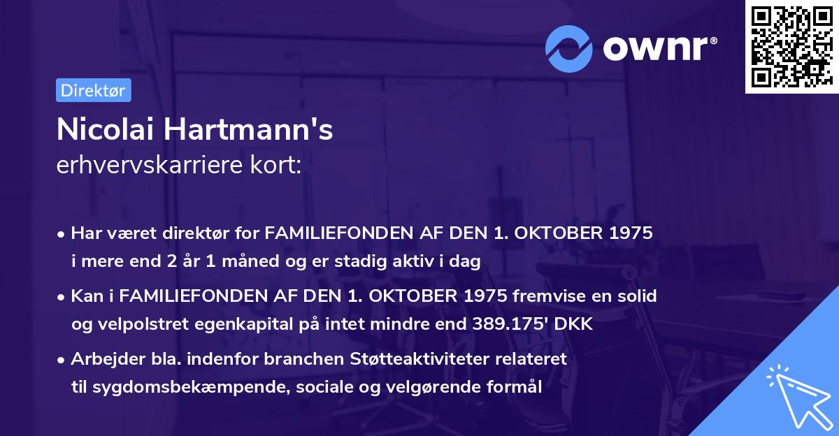 Nicolai Hartmann's erhvervskarriere kort