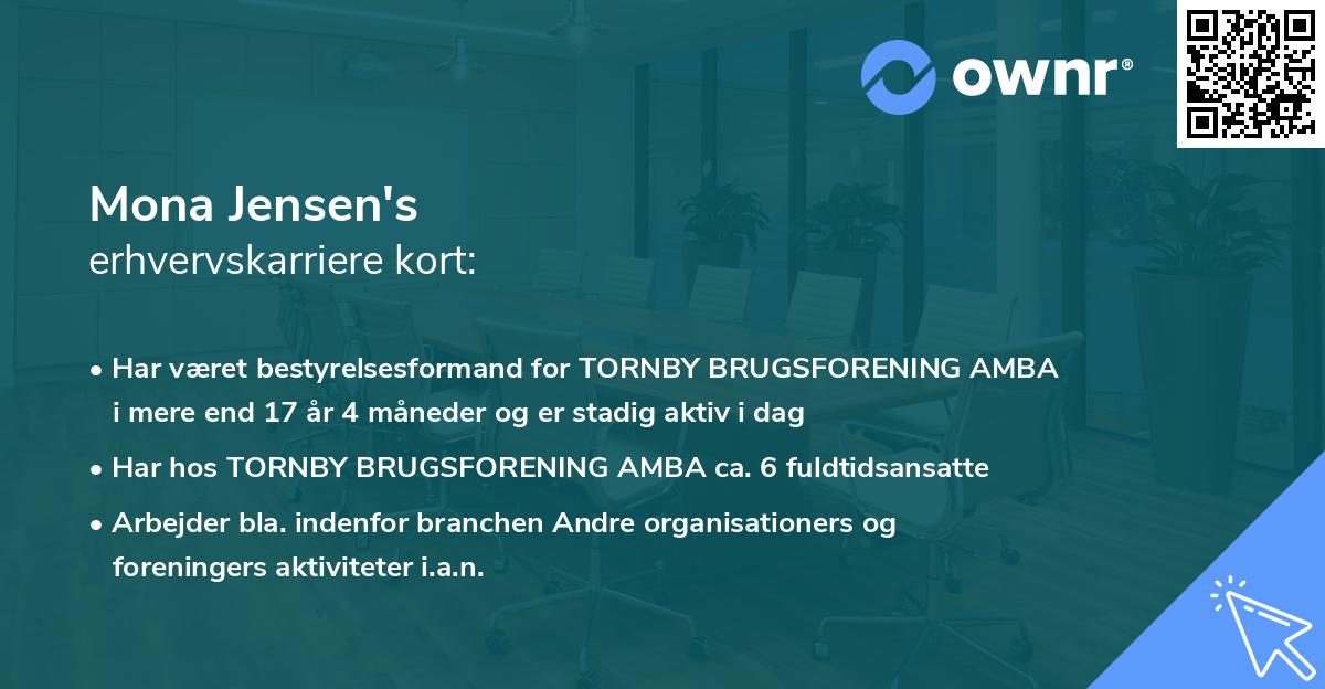 Mona Jensen's erhvervskarriere kort
