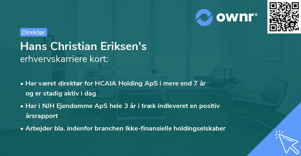 Hans Christian Eriksen's erhvervskarriere kort