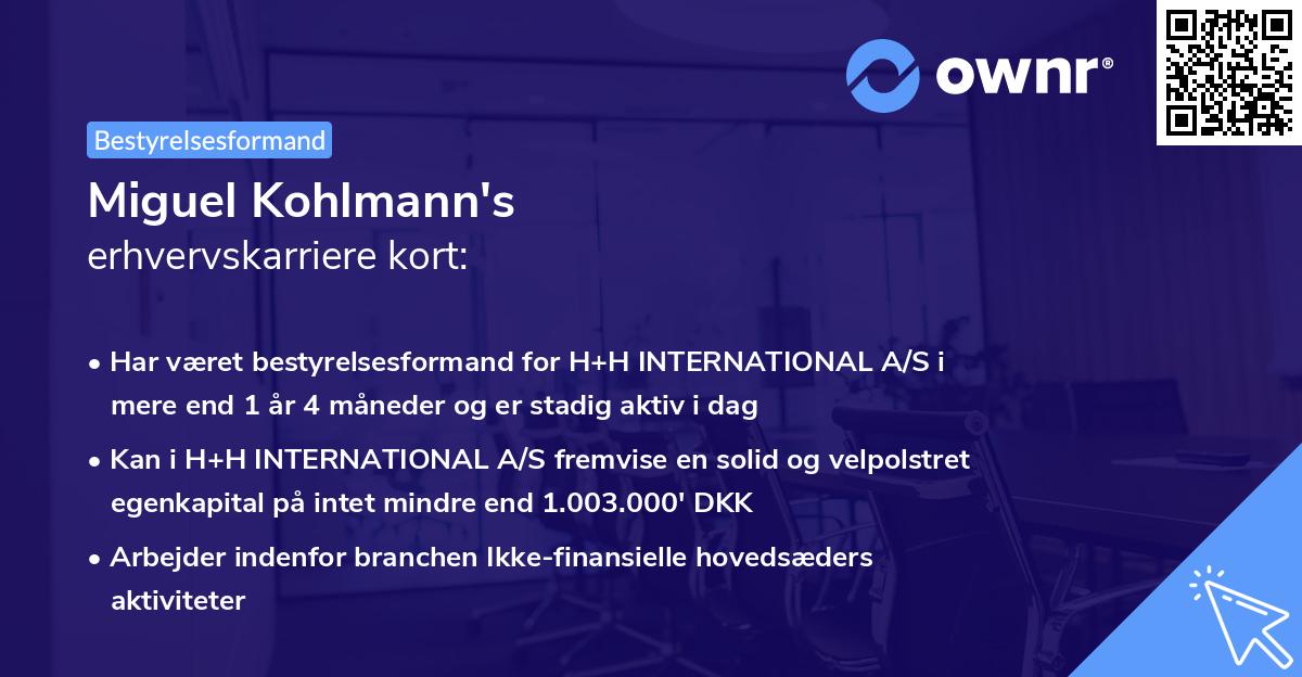 Miguel Kohlmann's erhvervskarriere kort