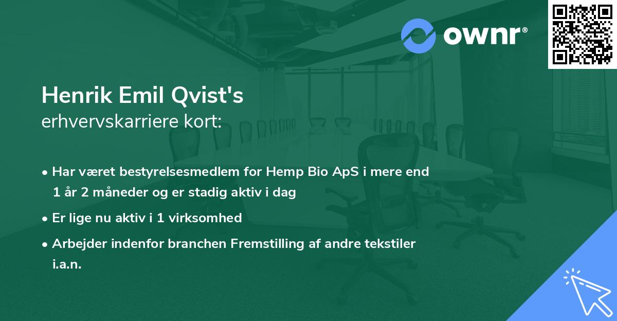 Henrik Emil Qvist's erhvervskarriere kort
