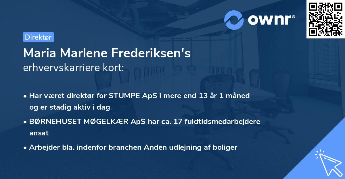 Maria Marlene Frederiksen's erhvervskarriere kort