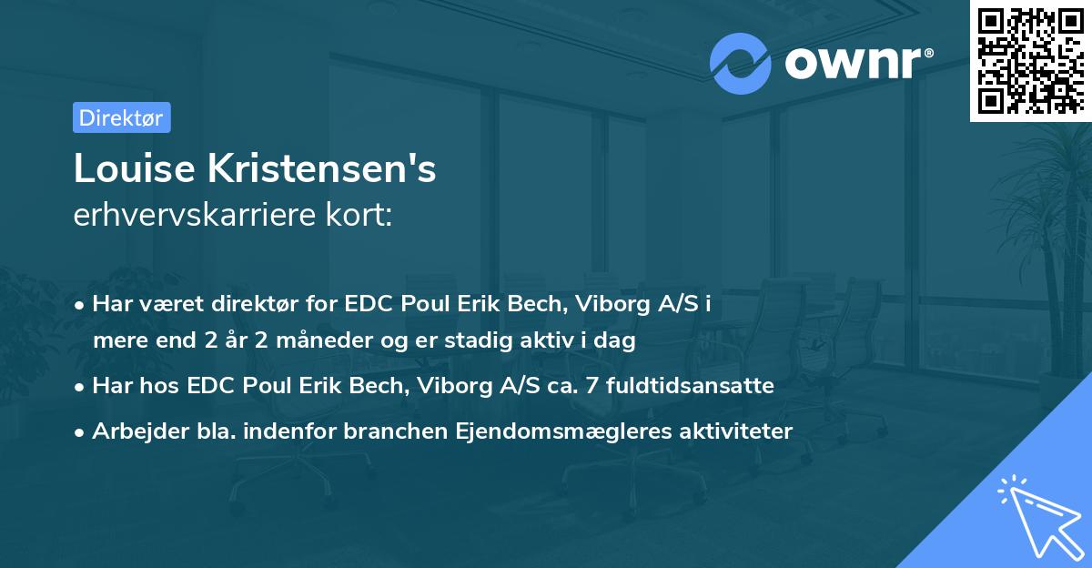 Louise Kristensen's erhvervskarriere kort