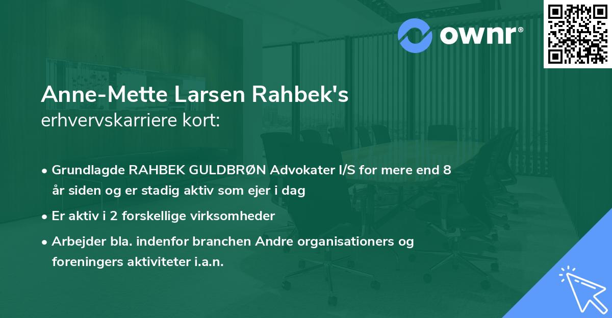 Anne-Mette Larsen Rahbek's erhvervskarriere kort