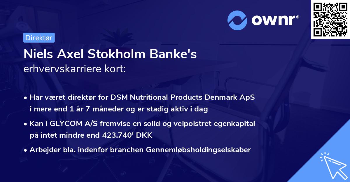 Niels Axel Stokholm Banke's erhvervskarriere kort