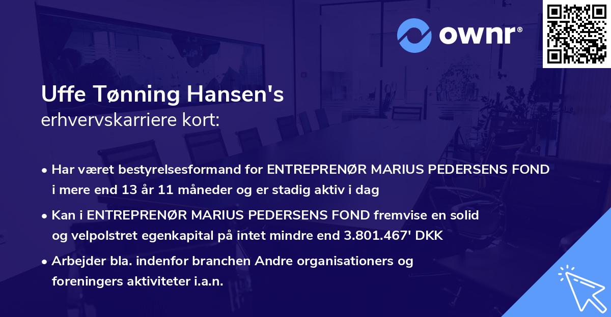 Uffe Tønning Hansen's erhvervskarriere kort