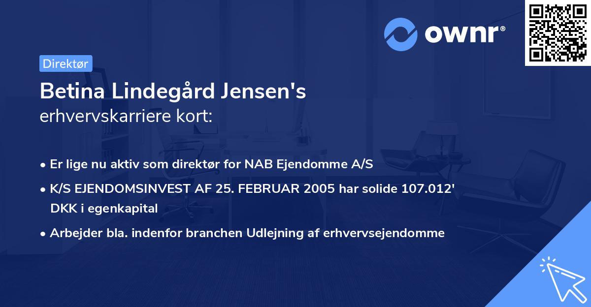 Betina Lindegård Jensen's erhvervskarriere kort