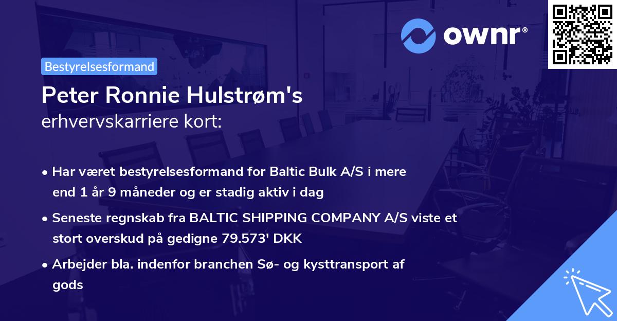 Peter Ronnie Hulstrøm's erhvervskarriere kort