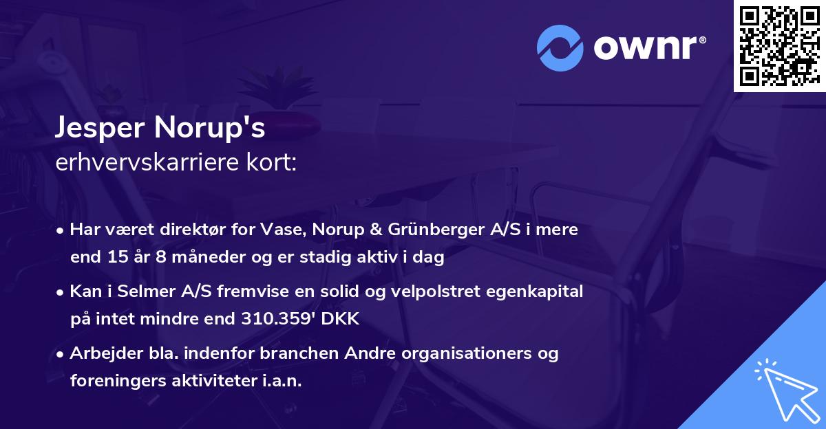 Jesper Norup's erhvervskarriere kort