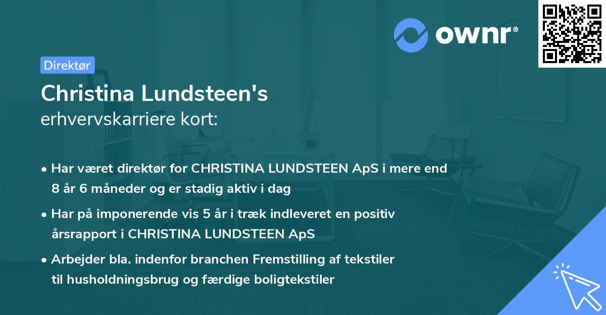 Christina Lundsteen's erhvervskarriere kort