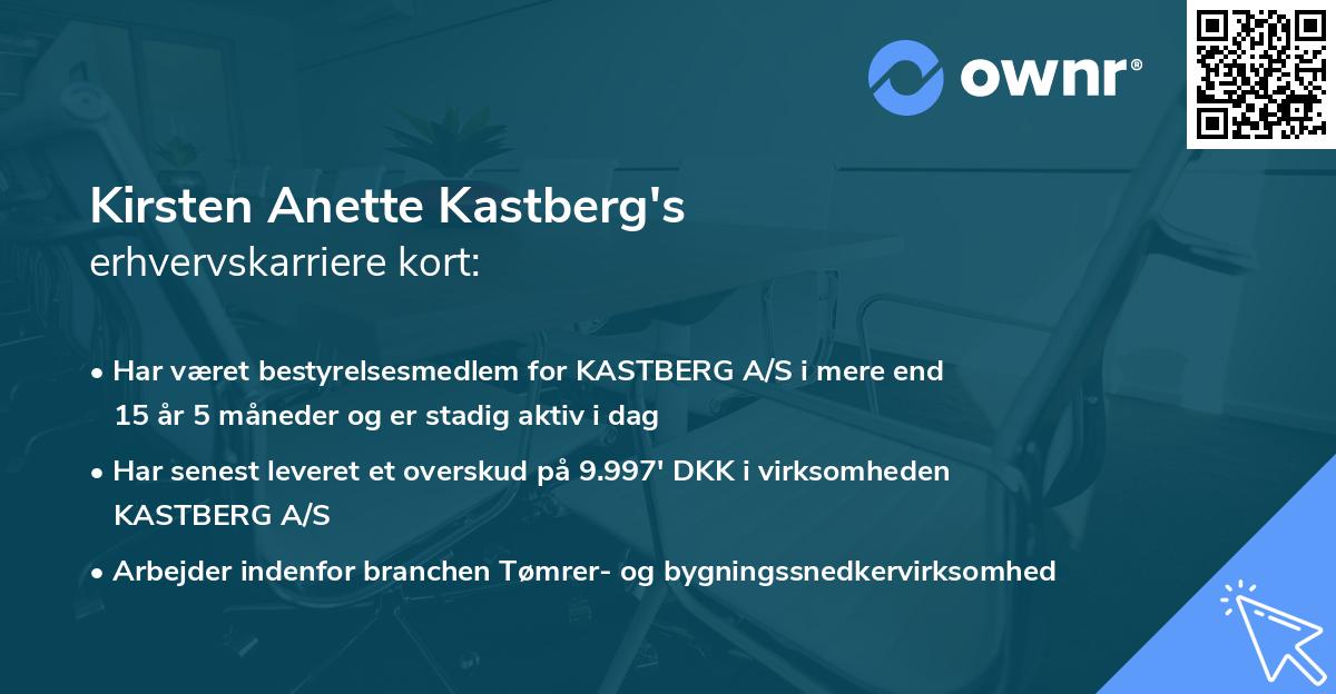 Kirsten Anette Kastberg's erhvervskarriere kort