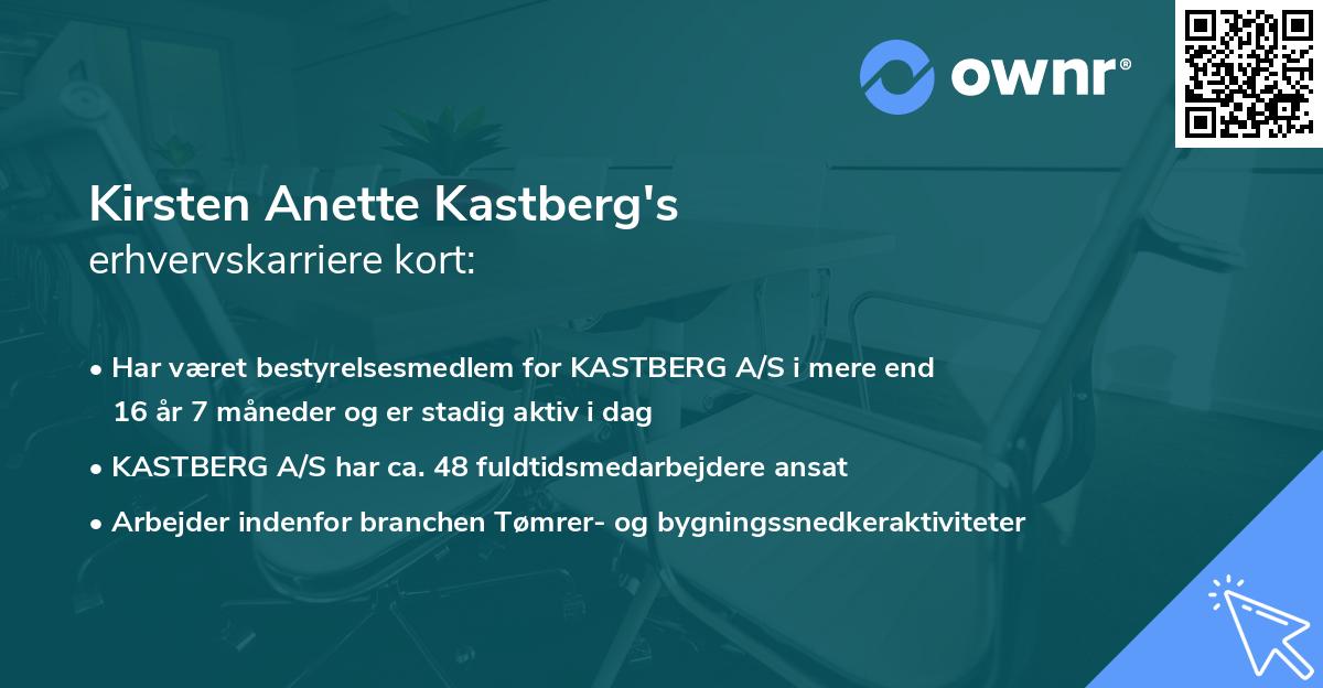 Kirsten Anette Kastberg's erhvervskarriere kort