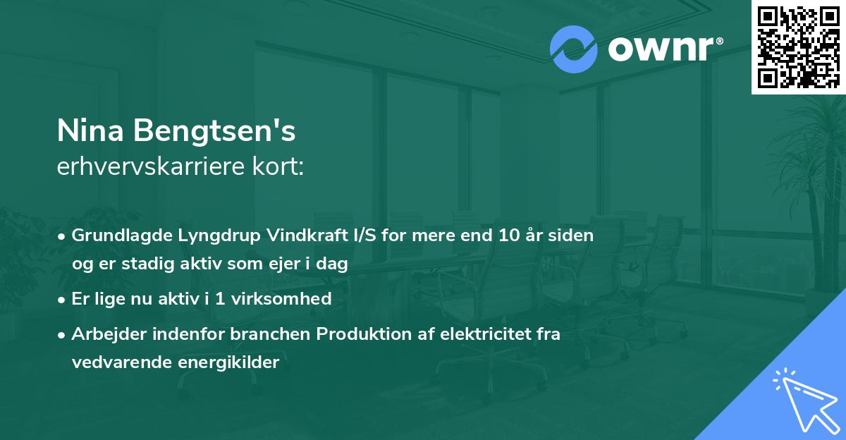 Nina Bengtsen's erhvervskarriere kort