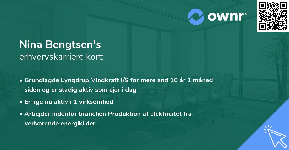 Nina Bengtsen's erhvervskarriere kort