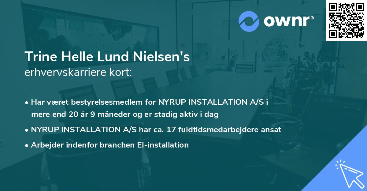 Trine Helle Lund Nielsen's erhvervskarriere kort