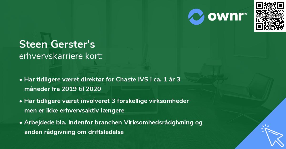 Steen Gerster's erhvervskarriere kort