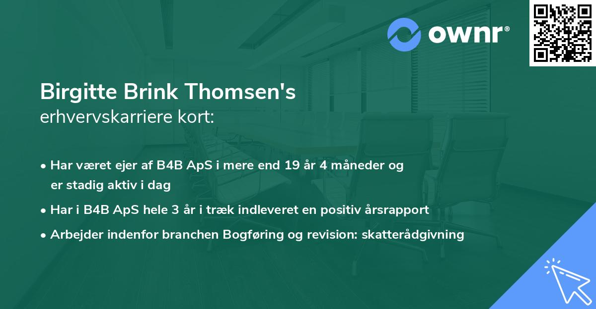 Birgitte Brink Thomsen's erhvervskarriere kort