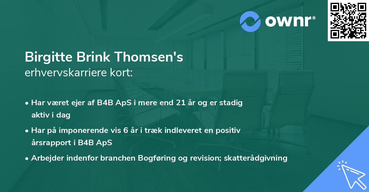 Birgitte Brink Thomsen's erhvervskarriere kort