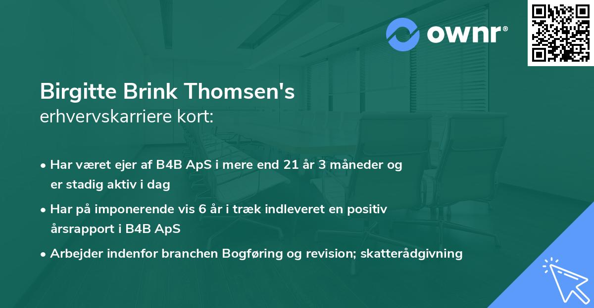Birgitte Brink Thomsen's erhvervskarriere kort