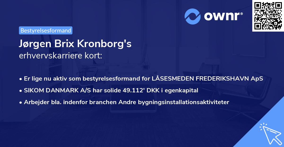 Jørgen Brix Kronborg's erhvervskarriere kort