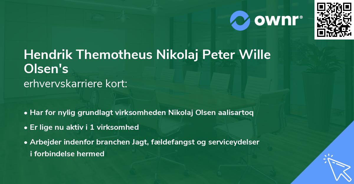 Hendrik Themotheus Nikolaj Peter Wille Olsen's erhvervskarriere kort