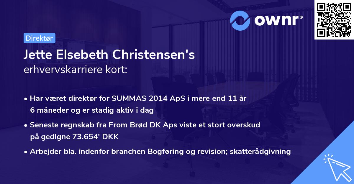 Jette Elsebeth Christensen's erhvervskarriere kort