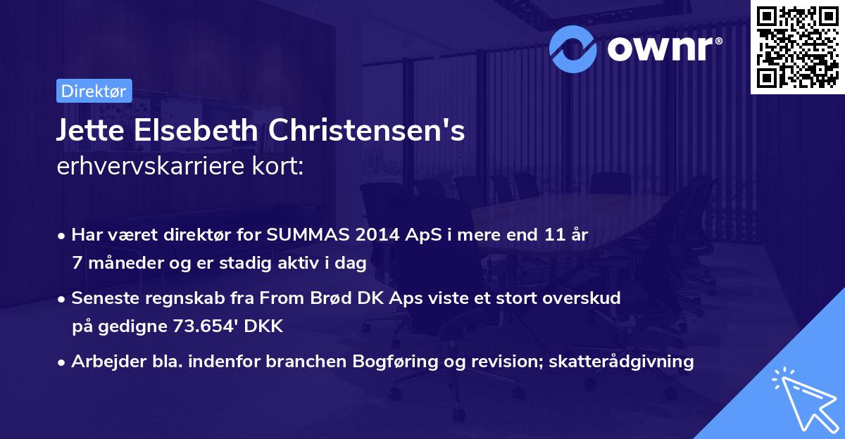 Jette Elsebeth Christensen's erhvervskarriere kort
