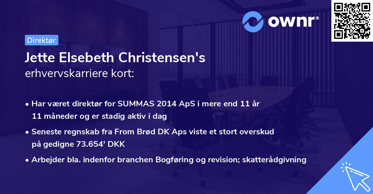 Jette Elsebeth Christensen's erhvervskarriere kort