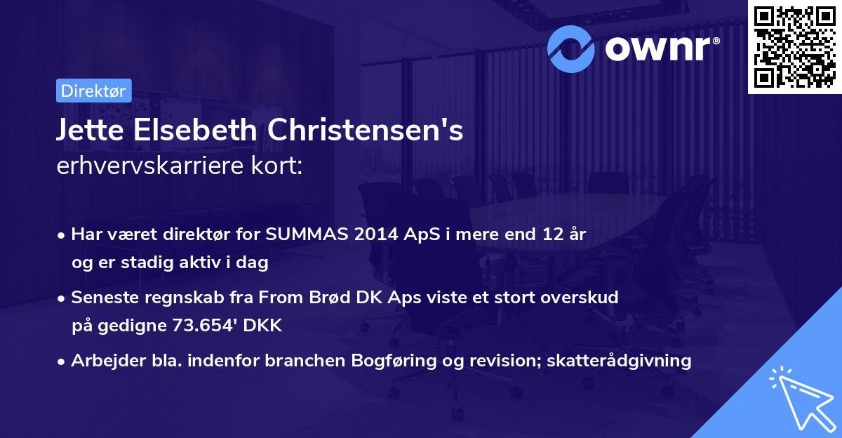 Jette Elsebeth Christensen's erhvervskarriere kort