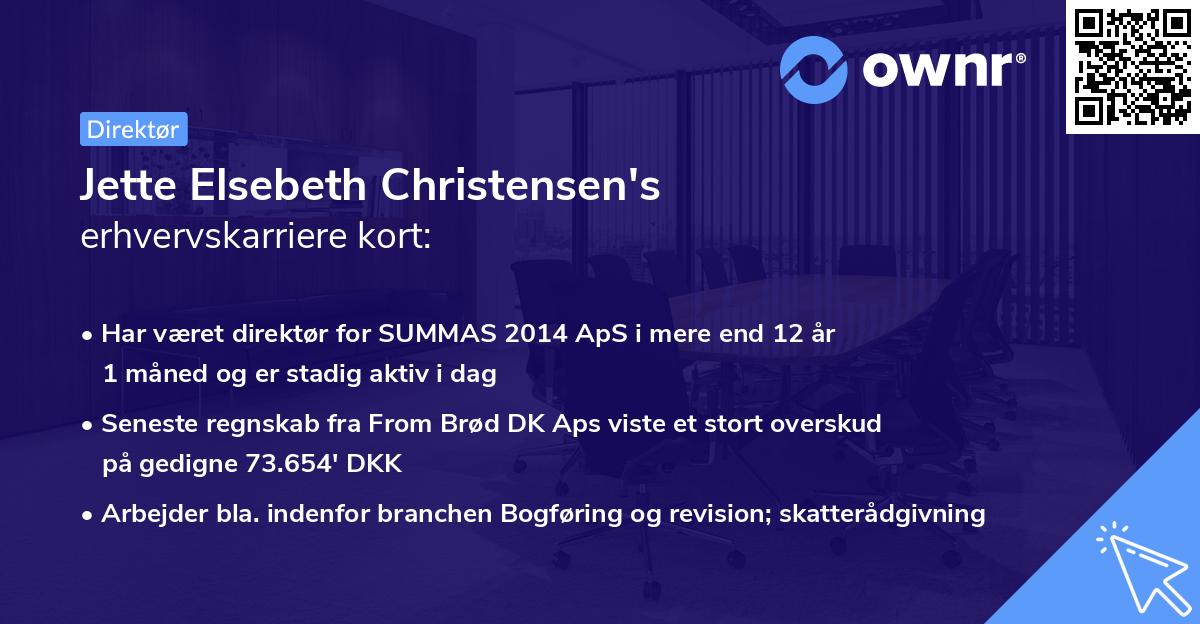 Jette Elsebeth Christensen's erhvervskarriere kort