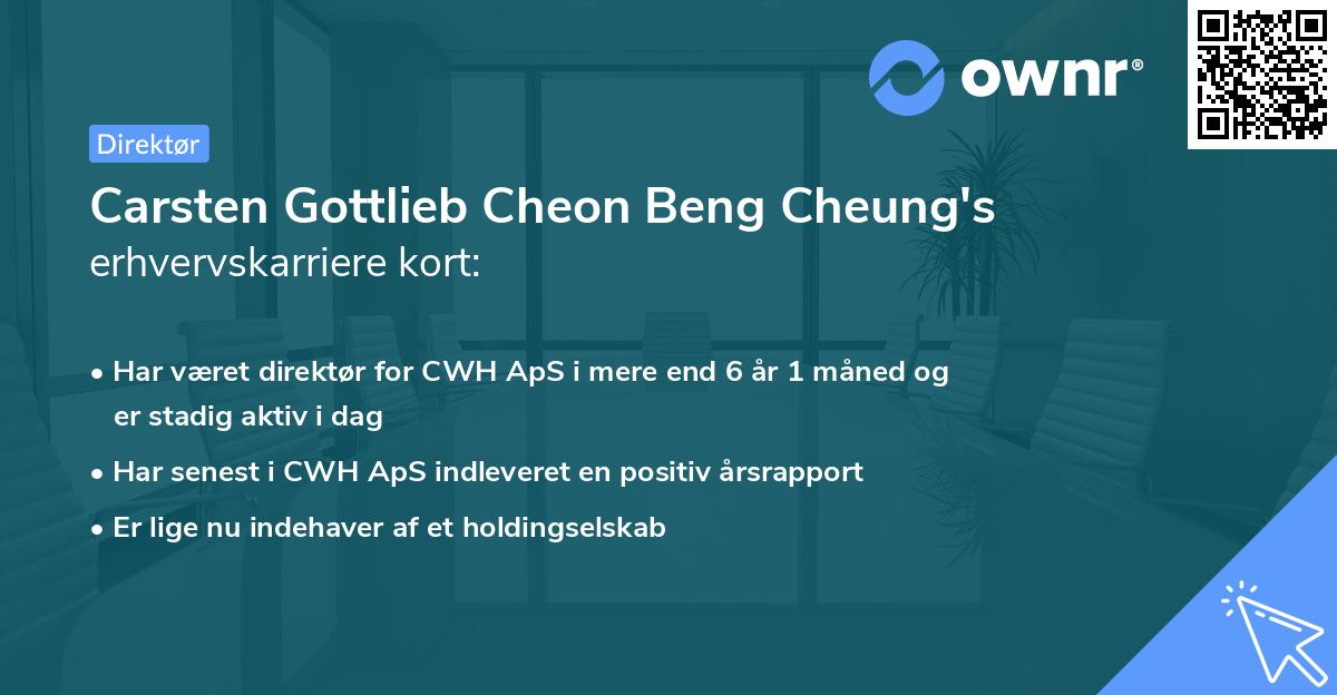 Carsten Gottlieb Cheon Beng Cheung's erhvervskarriere kort